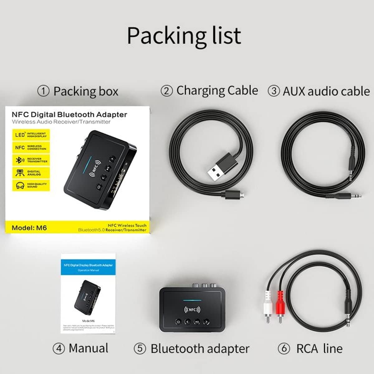 Adaptateur Bluetooth M6 NFC Émetteur Récepteur 5.0