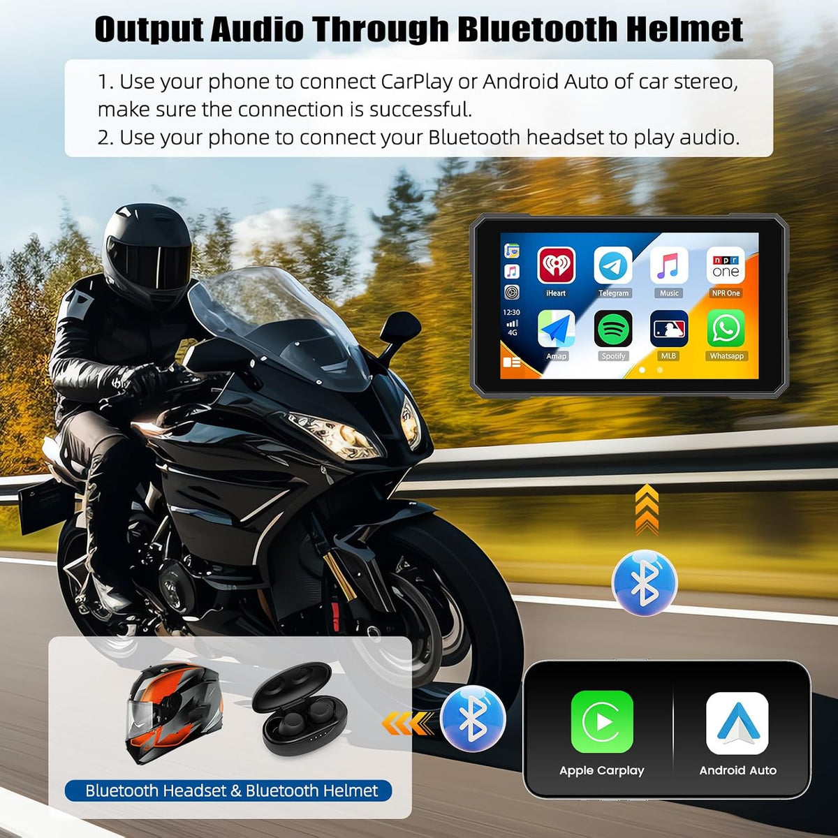 CAMECHO – Écran CarPlay moto